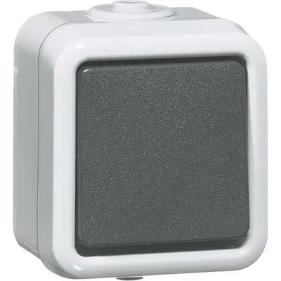 PEHA Wippschalter D 626 WAB | Universalschalter Aus-/Wechselschalter | Aufputz | IP44 | 10A 250V | grau | bruchfest