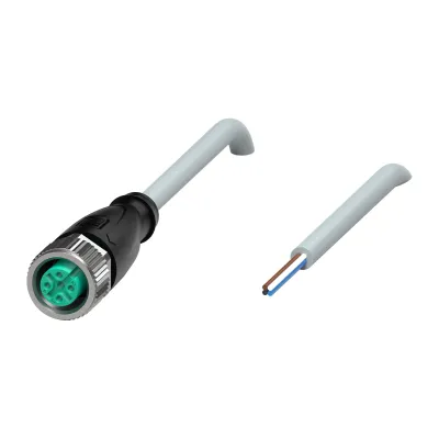 Pepperl+Fuchs Kabeldose M12 Buchse 109434 | 4-polig | gerade | 2m PUR-Kabel | IP68 | vergoldete Kontakte | grau