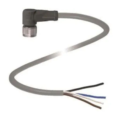 Pepperl+Fuchs Kabeldose M12 gewinkelt | V1-W-2M-PUR | 4-polig | Buchse | 2m PUR-Kabel | IP68 | grau