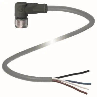 Pepperl+Fuchs Winkelkabeldose M12 V1-W-5M-PUR | Sensor-Aktor-Kabel | 4-polig | abgewinkelt | 5m PUR grau | IP68