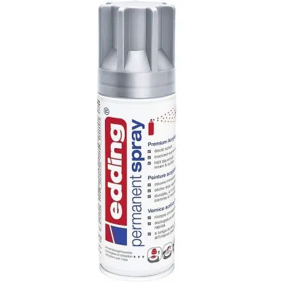 edding Permanentspray 5200 | Acryllack Sprühlack | silber seidenmatt | schnell trocknend | 200 ml