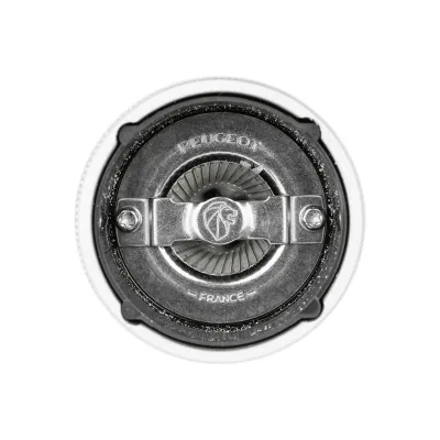 PEUGEOT Salzmühle Line 39899 | 12cm | Aluminium & Buchenholz | Edelstahl-Mahlwerk | einstellbar | naturfarben