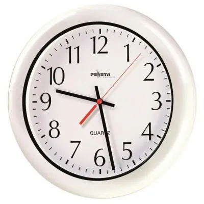 Peweta Quarz-Batterie-Uhr 41.420.311 | Wanduhr Ø 300mm | IP64 | weißes Zifferblatt | Kunststoffgehäuse