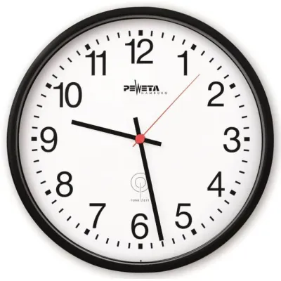 Peweta Funkuhr 51.130.212 | Wanduhr DCF77 | analog | Ø 250 mm | arabische Zahlen | Kunststoffgehäuse schwarz