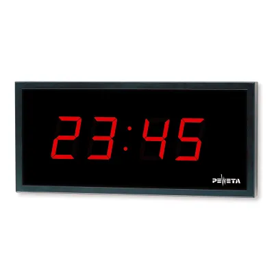 Peweta LED-Digitaluhr 91.510.551 | 4-stellig Stunde/Minute | NTP LAN | PoE | 57 mm | Rot | Schwarz