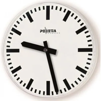 PEWETA Nebenuhr 71.270.321 | Wanduhr für Innen | 12-60 V | Ø 315 mm | Kunststoffgehäuse | Balkenzifferblatt weiß
