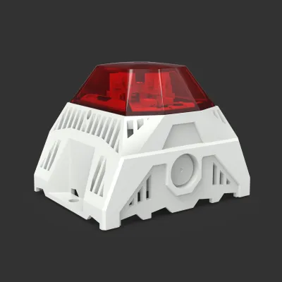 Pfannenberg Radial LED Schallgeber PA L1-R #23383635055 | 12–48V DC | 105 dB | programmierbar | Aufbau | IP66 | grau/rot