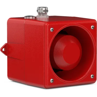 Pfannenberg Elektronischer Schallgeber DS 10-SIL 24 DC | 114 dB | 31 Töne | IP67 | 24V DC | Metall | rot