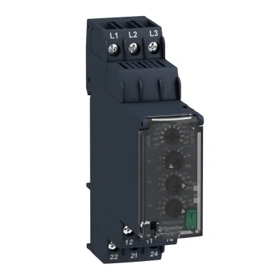 Schneider Electric Phasenüberwachungsrelais RM22TR33 | 3-Phasen 380-480V AC | Hutschiene | 2 Wechsler 8A