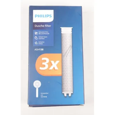 Philips Ersatzfilter ASH138/10 für Duschkopf ASH1516 | Wasserfilter 3er Pack | entfernt Chlor, Blei & Partikel | Weiß