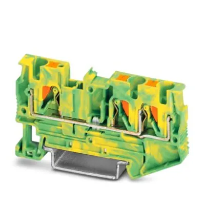Phoenix Schutzleiterklemme PT 4-TWIN-PE 3211780 | Push-in | 0,2-6 mm² | 3 Anschlüsse | Hutschiene TH35 | grün/gelb