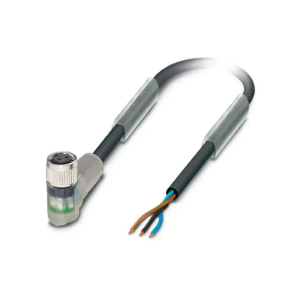 PHOENIX CONTACT Sensor-Aktor-Kabel SAC-3P-5,0-PUR/M8FR-2L | M8 Buchse abgewinkelt | 3-polig | 5m | PUR | schwarzgrau