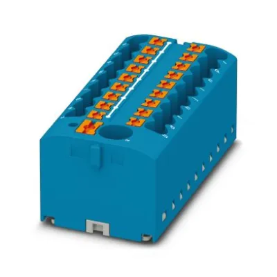 Phoenix Contact Verteilerblock PTFIX 6/18X2,5 BU | 19-polig | Push-in-Anschluss | 24A | 450V | 0,14–4 mm² | Blau