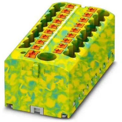 Phoenix Contact Verteilerblock PTFIX 6/18X2,5 GNYE 1091670 | 19 Anschlüsse | 24A | 450V | Push-in-Anschluss | grün/gelb