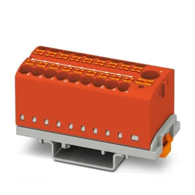 PHOENIX CONTACT | PTFIX 6/18X2,5-NS35 | Verteilerblock | 19 Anschlüsse | 24A | 690V | Push-in | Hutschiene | Rot
