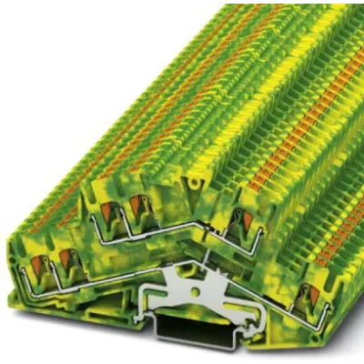 PHOENIX Doppelstockklemme PTTBS 2,5-TWIN-PE 3210602 | Push-in | 2 Etagen | 6 Anschlüsse | 0,14–4 mm² | TH35 | grün/gelb