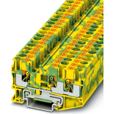 Phoenix Contact Schutzleiterklemme PT 6-TWIN-PE 3211498 | Push-in | 3 Anschlüsse | 0,5–10 mm² | TH35 | grün/gelb