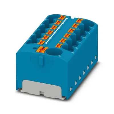Phoenix Contact Verteilerblock PTFIX 10/12X4 BU 3273880 | 13 Anschlüsse | 0,2-6 mm² | 32A | 450V | Push-in | blau