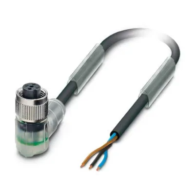 PHOENIX CONTACT Sensor-Aktorkabel SAC-3P-3,0-PUR/M12FR-2L | M12 Buchse abgewinkelt | 3-polig | 3m | PUR | IP65 | LED