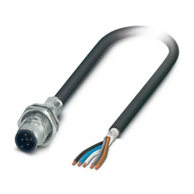 PHOENIX CONTACT Einbausteckverbinder SACCBP-MS-5CON-M16/1 | M12 5-polig | A-kodiert | 1m PUR Kabel | IP65/IP67 | 4A 60V
