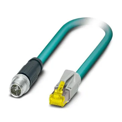PHOENIX CONTACT Patchkabel Cat6A S/FTP | 2m | RJ45/M12 | 8-polig | geschirmt | halogenfrei | wasserblau