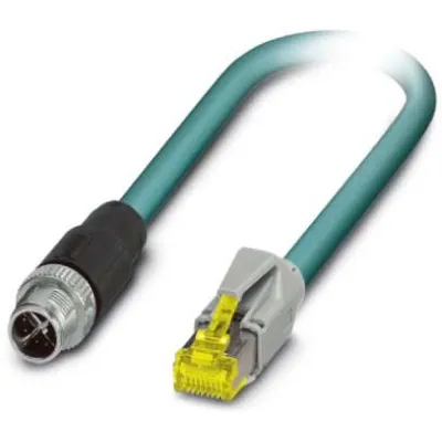 PHOENIX CONTACT Patchkabel Cat6A S/FTP | 2m | RJ45/M12 | 8-polig | geschirmt | halogenfrei | wasserblau