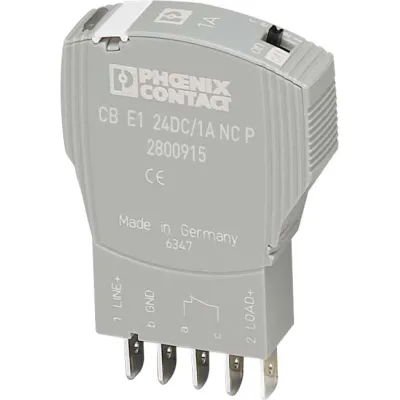 PHOENIX CONTACT Geräteschutzschalter CB E1 24DC/6A NC P | 1-polig | 6A | Stecker | aktive Strombegrenzung | 30V | Grau