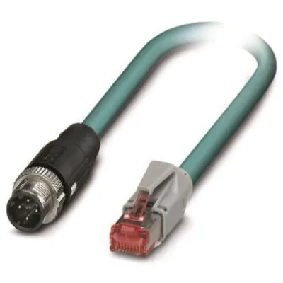 PHOENIX CONTACT Netzwerkkabel M12 D-codiert auf RJ45 | CAT5 | 5m | 100MBit/s | IP67 | geschirmt | wasserblau