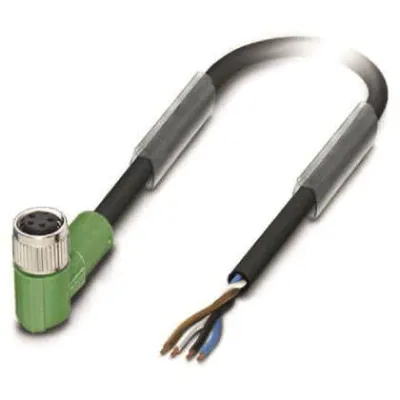PHOENIX CONTACT Sensor-Aktor-Kabel SAC-4P-3,0-PUR/M8FR | 4-polig | 3m | M8 Buchse abgewinkelt | PUR | IP65 | schwarzgrau