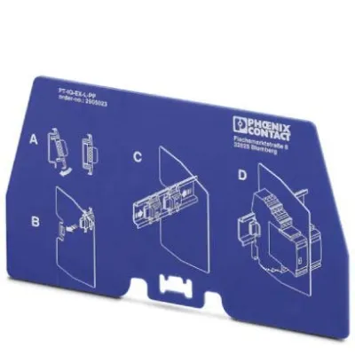 PHOENIX CONTACT Trennplatte PT-IQ-EX-L-PP 2905023 | NS-35/7,5-Tragschiene | 50 mm Abstand | Ersatzteil | blau