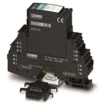 PHOENIX CONTACT Überspannungsschutz PT-IQ-5-HF+F-5DC-PT 5V AC/DC | Typ 3 | 0,6A | TS35 | optische Anzeige | HF-Anwendung