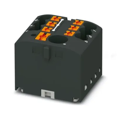 Phoenix Contact Verteilerblock PTFIX 6/6X2,5 BK | 7 Anschlüsse | Push-in | 24A | 450V | 1 Etage | Schwarz