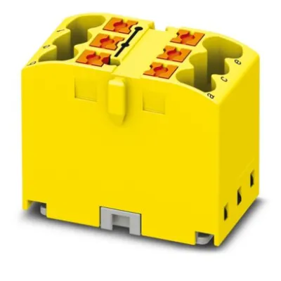 Phoenix Contact Verteilerblock PTFIX 6X2,5 YE | Push-in | 6 Anschlüsse | 24A | 450V | Tragschienenmontage | gelb