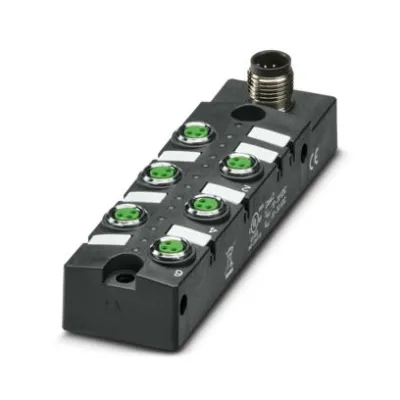 Phoenix Contact Verteilerbox SACB-6/3-L 1197408 | Sensor-Aktor-Box M8 6-fach | 3-polig | LED | M12 90° | IP67 | 24V