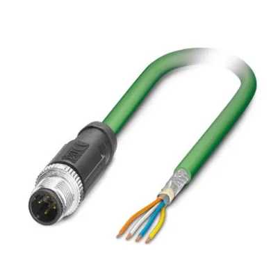 PHOENIX CONTACT Netzwerkkabel NBC-MSD/10,0-93B | Patchkabel Cat5e | M12 Stecker | 10m | 4-polig | IP67 | grün