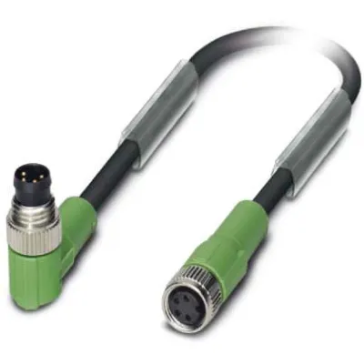 PHOENIX CONTACT Sensor-Aktor-Kabel SAC-4P-M8MR/0,3-PVC | 4-polig | M8 Stecker gewinkelt | 0,3m | IP65 | schwarz