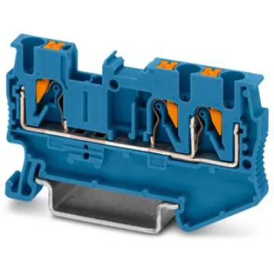 PHOENIX CONTACT Durchgangsreihenklemme PT 2,5-TWIN BU 3209552 | 0,14-4mm² | Push-in | 3-polig | 24A | 800V | TH35 | blau