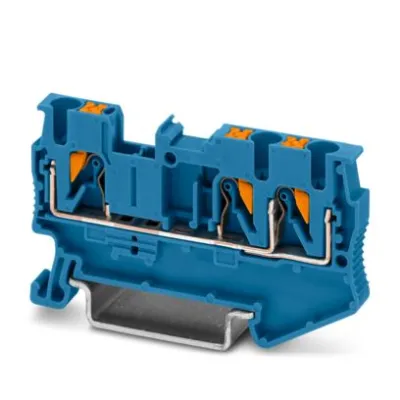 PHOENIX CONTACT Durchgangsreihenklemme PT 2,5-TWIN BU 3209552 | 0,14-4mm² | Push-in | 3-polig | 24A | 800V | TH35 | blau