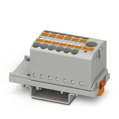 Phoenix Contact Verteilerblock PTFIX 6/12X2,5-NS35 GY | 13 Anschlüsse | Push-in | 24A | 690V | Hutschiene | grau