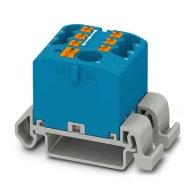 Phoenix Contact Verteilerblock PTFIX 6/6X2,5-NS35A BU | 0,14–4mm² | 1 Etage | 7 Klemmstellen | 24A | Hutschiene | blau