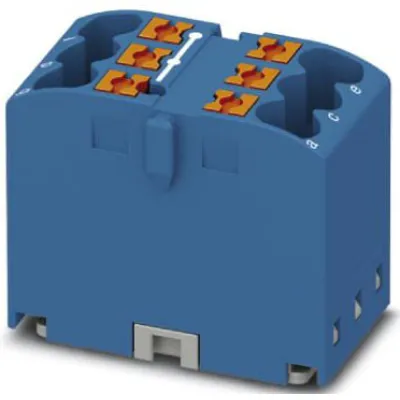 Phoenix Contact Verteilerblock PTFIX 6X2,5 BU | 6 Anschlüsse | Push-in | 24A | 450V | Tragschienenmontage | blau