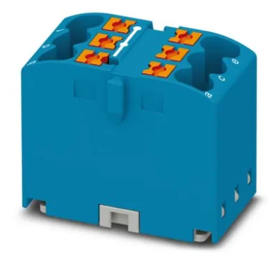 Phoenix Contact Verteilerblock PTFIX 6X2,5 BU | 6 Anschlüsse | Push-in | 24A | 450V | Tragschienenmontage | blau