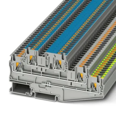 Phoenix Contact Schutzleiter-Reihenklemme PT 4-PE/L/N 3002614 | Push-in | 3 Etagen | 0,2–6 mm² | Hutschiene TH35 | grau