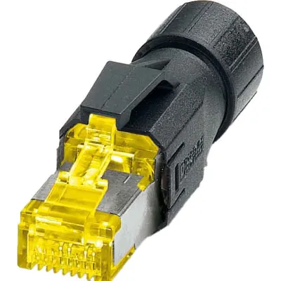 PHOENIX CONTACT RJ45-Steckverbinder VS-08-RJ45-10G/Q | Cat6A | 10 Gbit/s | IP20 | Kabelmontage | Gelb/Schwarz