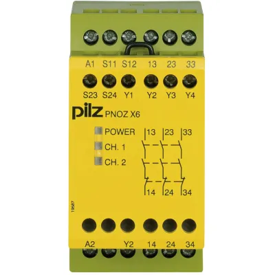 PILZ Sicherheitsschaltgerät PNOZ X6 774729 | Not-Aus Relais 24V AC/DC | 3 Schließer | Schraubanschluss | 45x87x121mm
