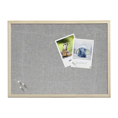 ZELLER PRESENT Pinboard 10001278 | Pinnwand 40x60cm | Leinen & Kiefernholz | naturbelassener Rahmen | grau