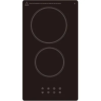 PKM Glaskeramik-Kochfeld EB-DCF-2X | 2 Kochzonen | 30cm | 3000W | 9 Heizstufen | Sensor Touch Control | Timer | Schwarz