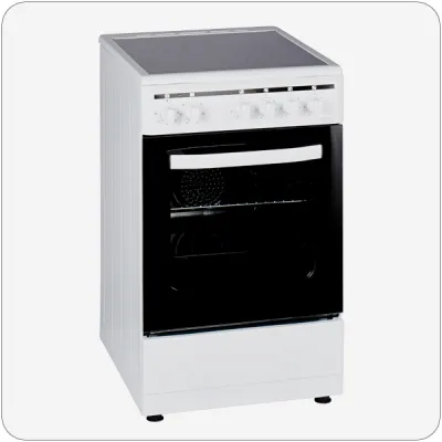 PKM Standherd EH4-50 GK5 | Elektroherd Glaskeramik 4 Zonen | 43 L Backofen | Umluft | Energieeffizienz A | Weiß