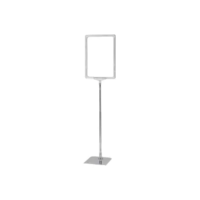 Siemens Plakatständer Serie N | höhenverstellbar 320–620 mm | Edelstahl | silber | stabile Fußplatte