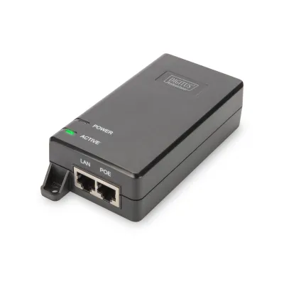 DIGITUS PoE+ Injector DN-95103-2 | Gigabit Ethernet 10/100/1000 Mbps | 802.3at/af | 30W | 48V | 1x RJ45 | schwarz